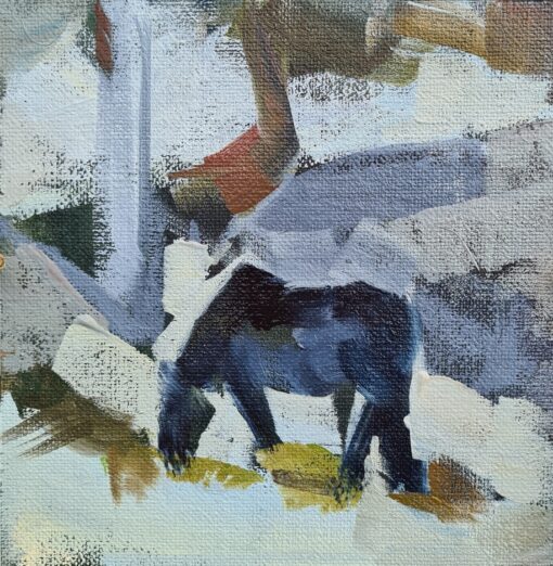 horse painting in the snow plein air painting equine art equestrian painting