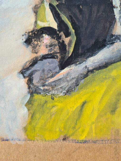 detail d'un portrait émotion de la castafiore ou d'une chanteuse de Degas les mains ouvertes