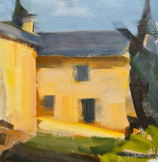 oil painting in Ardèche typical farm house
