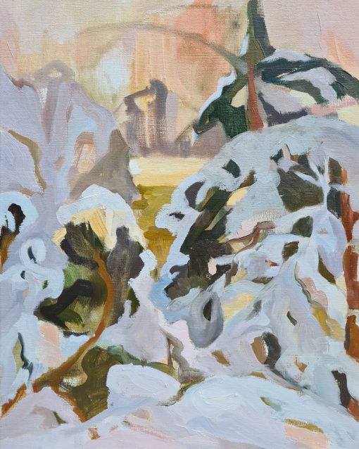 snowscape in the monts d'ardèche oil painting painted plein air